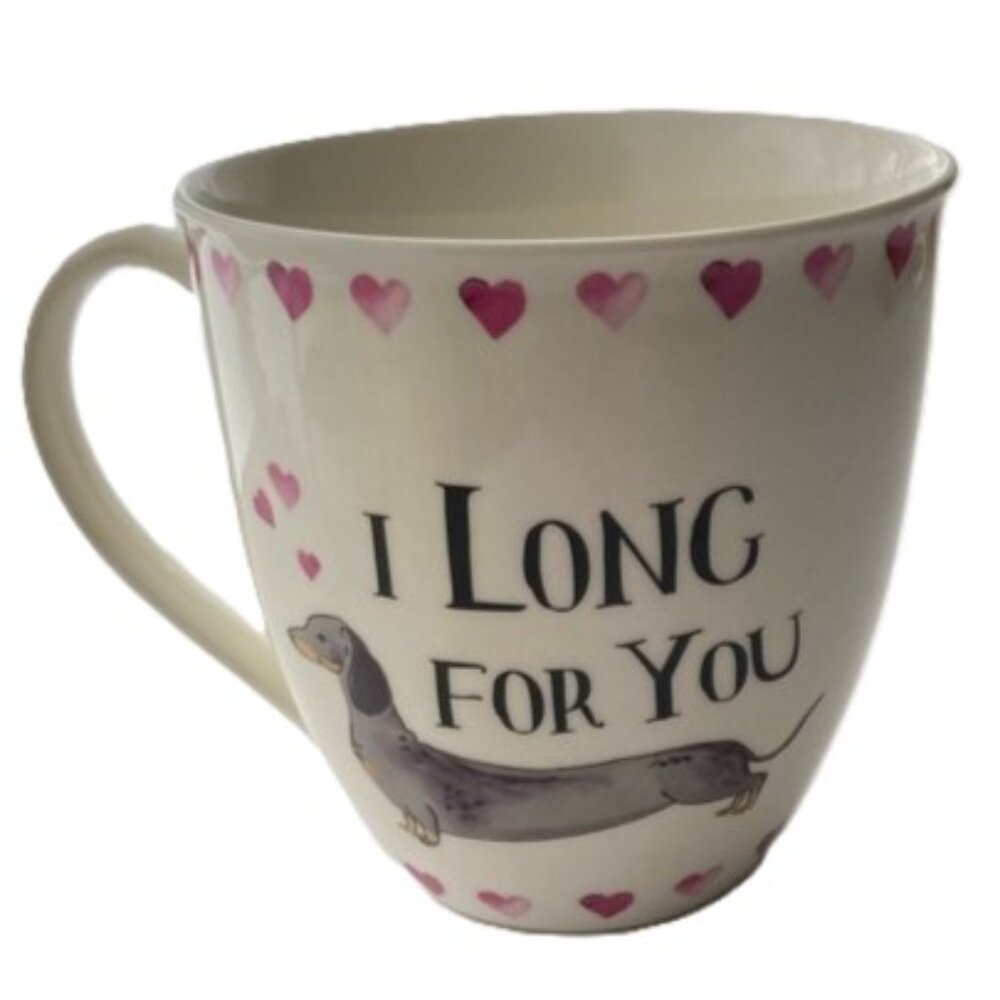 MILLY GREEN British Design “I Long for You” Dachshund Dog Mug Valentine 20 oz